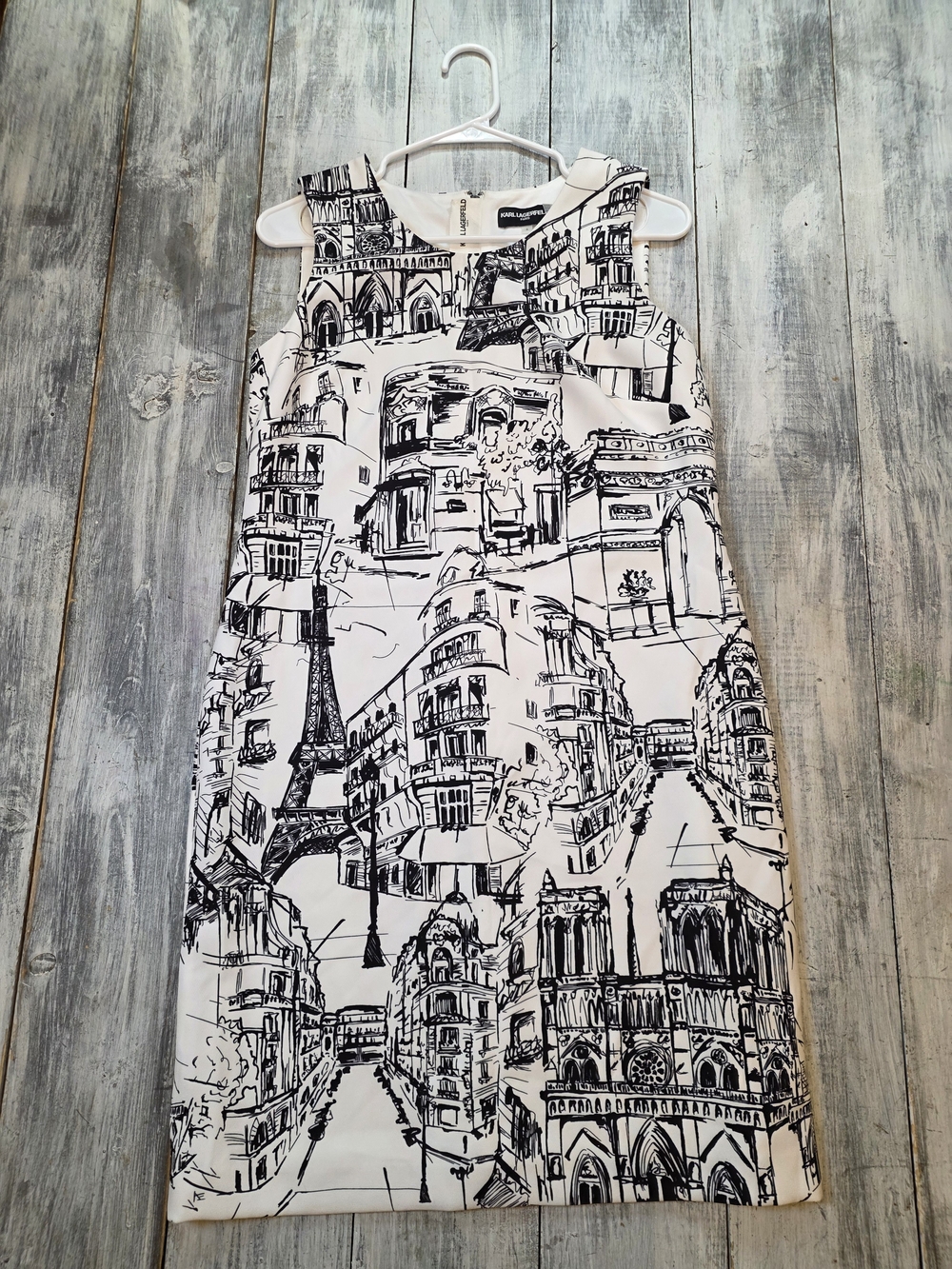 Karl Lagerfeld Black and White Scenic Italy Midi Sheath Dress sz 6